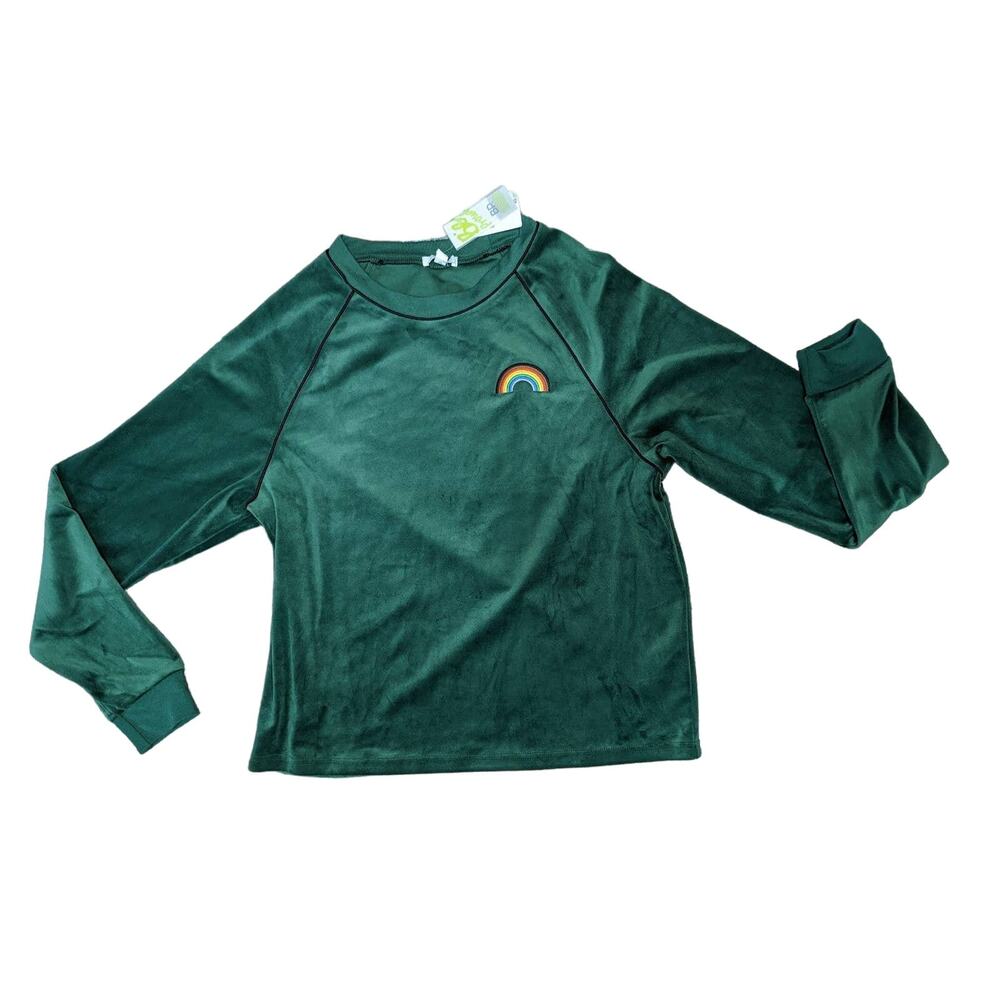 NWT Bp Gender Inclusive Pride Velour sweatshirt In Green Dark Rainbow size S
